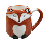 tasse céramique porcelaine renard dessin animé orange blanc noir poignée respectueux environnement