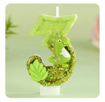 bougies chiffres glitter anniversaire dinosaure créatives opaques clips vert clair thèmes animaux