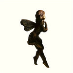 statues fées décoratives pot fleurs bronze marron ornements intérieurs extérieurs ailes ajourées texture sculptée