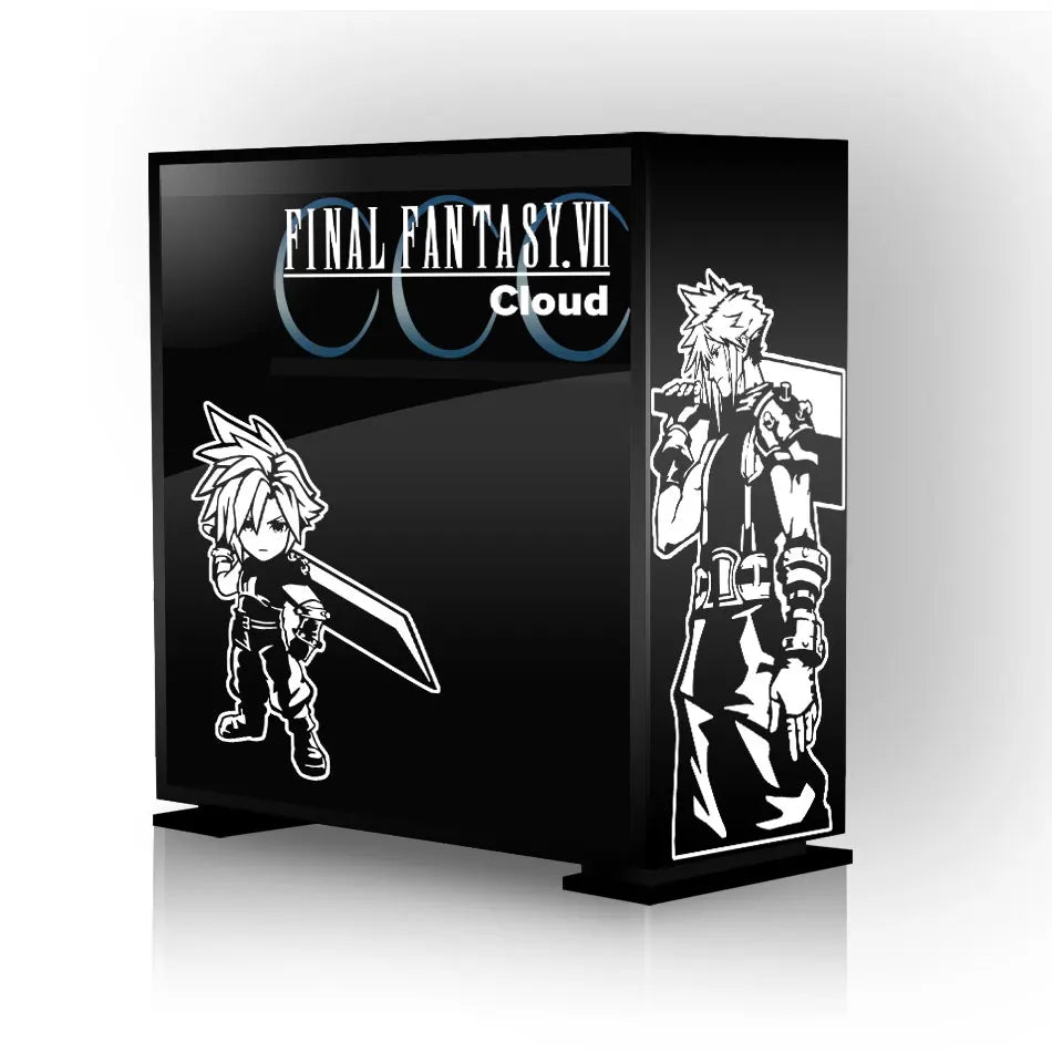 autocollants graphiques final fantasy vii cloud sephiroth tifa vincent boitier pc noir blanc