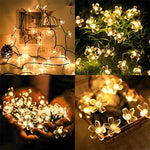 guirlande lumineuse solaire fleurs modernes blanc doré extérieure autoinstallation festive jardin patio