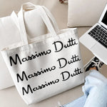 sac main toile blanche pochette logo poignées détachables fermeture éclair