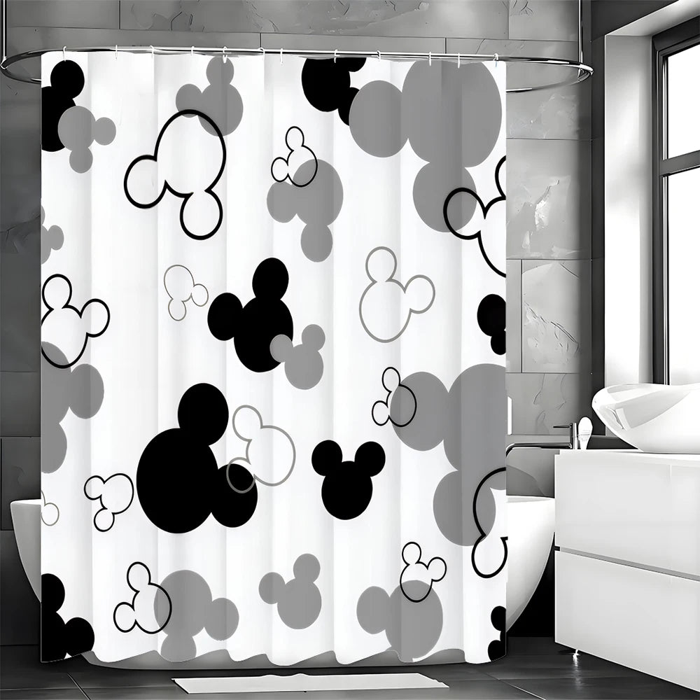 rideau douche mickey mouse blanc noir gris moderne pop art chambre enfant decoration