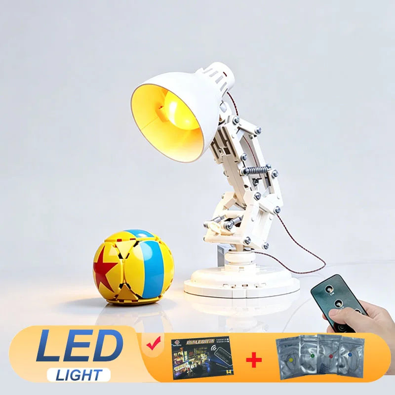 lampe led moderne kit bricolage blanc jaune base rotative sans blocs lego echangement fil