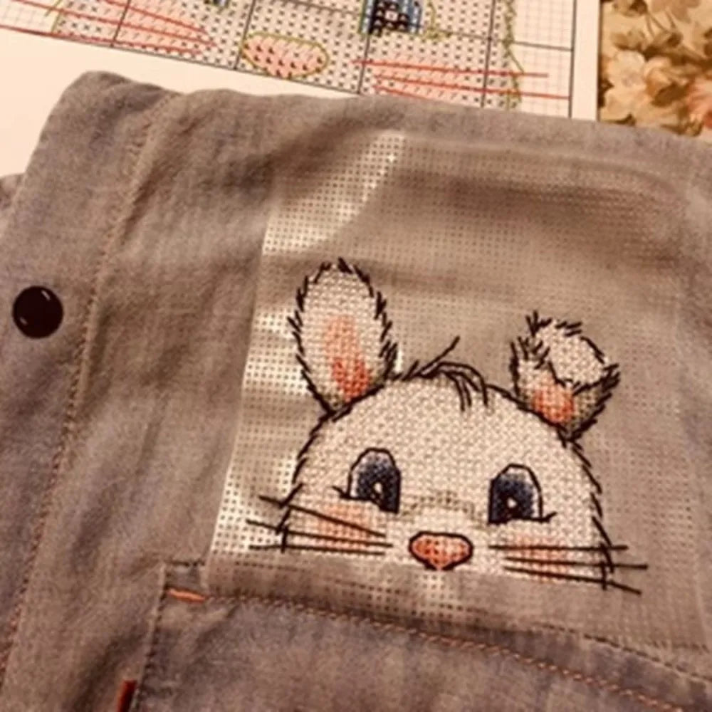 toile broder coton transparente imprimable broderie point croix dessin animé blanc grille points fixée