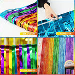 décoration murale rideau franges brillantes couleurs unies fête anniversaire mariage célébration arc ciel carnaval