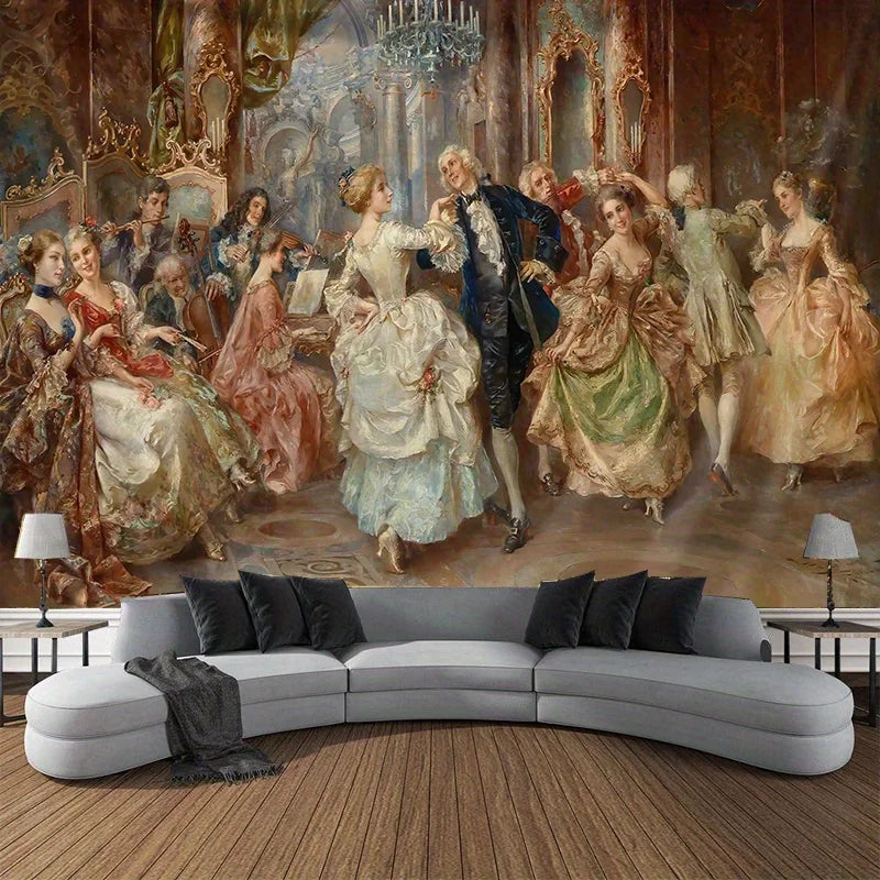 toile d'art multicolore scène historique personnages élaborés classique tapisserie intérieurcoration mur
