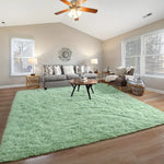 tapis vert pastel doux fourré moderne salon chambre décoration intérieure polyester peluche simple sage