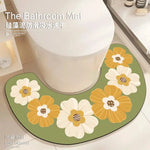 tapis bain moderne antidérapant motifs floraux gris foncé blanc vert jaune résistant corrosion