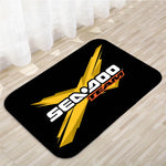 tapis moderne antidérapant sea doo logo floral noir jaune blanc rouge bleu orange couloir