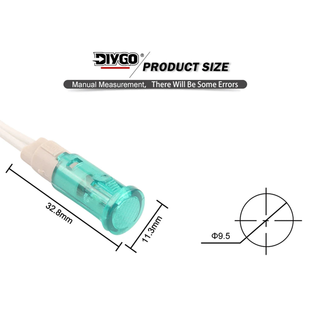 signal indicateur rouge vert jaune transparent moderne câble blanc 12V 220V 24VDC