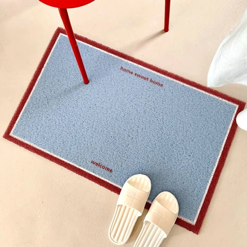 tapis d'entrée texturé rouge bleu moderne antidérapant pvc coréen couloir outdoor porte