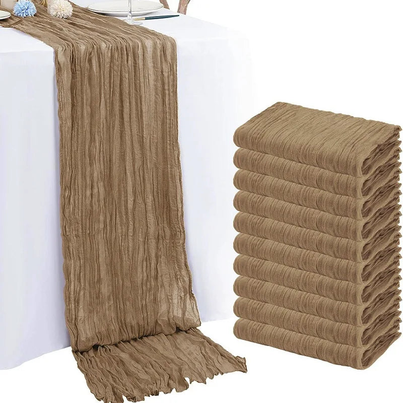 nappes longues décoratives plissées couleurs lilas rose beige semi transparentes romantique table runners