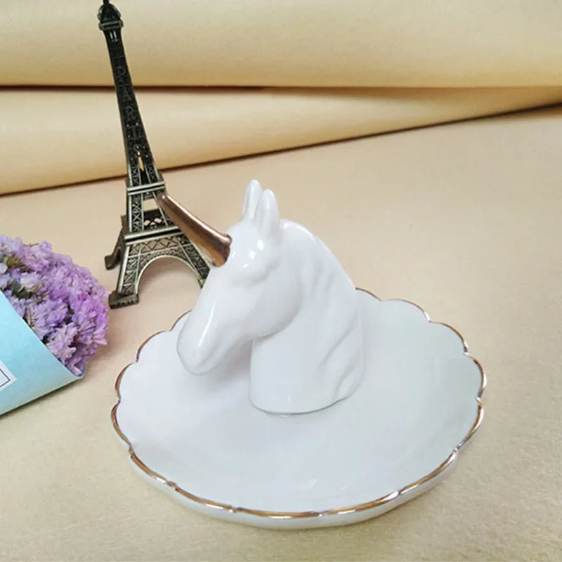 support bijoux moderne lapin or animal décoratif anneaux pendentifs rangement céramique email
