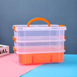 boîte rangement transparente moderne multicolore compartiments réutilisable plastique respectueux environnement poignées détachables