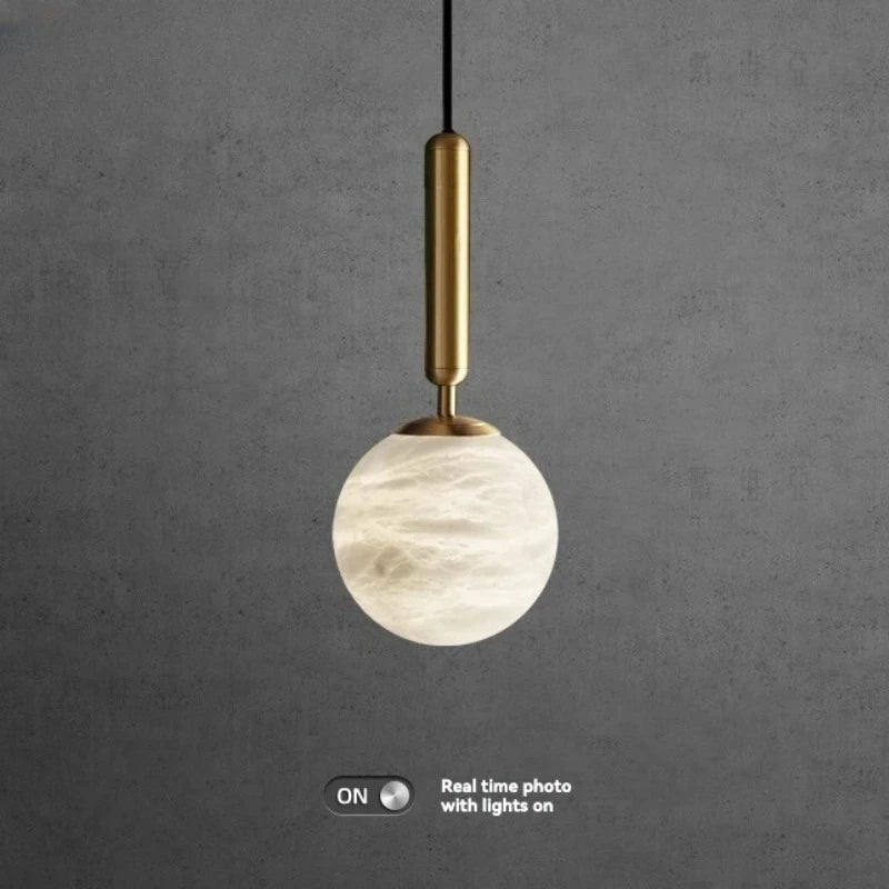 lampe suspendue marbre moderne blanc doré chambre salon lecture led 4000k 3000k 6000k