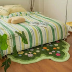 tapis vert moderne fleurs colorées antidérapant imperméable intérieur salon chambre