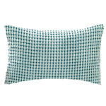 coussin velours côtelé gris orange bleu moderne rayures horizontales 30x50cm machine lavable