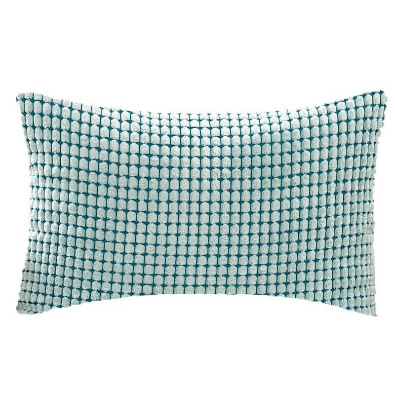 coussin velours côtelé gris orange bleu moderne rayures horizontales 30x50cm machine lavable