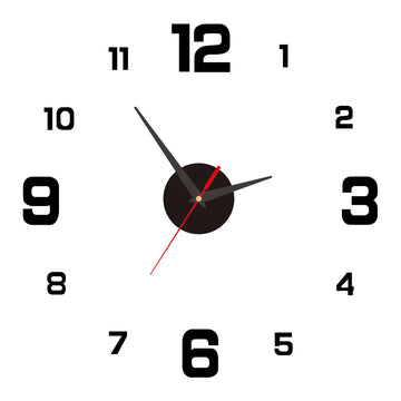 horloge murale moderne horloge aiguilles acrylique noir numéros blancs stickers murales adhésif salon