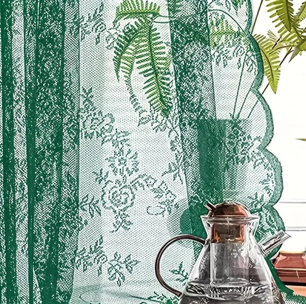 rideau vert broderie florale transparent classique 100 polyester 100x114cm 100x183cm 100x244cm 140x244cm