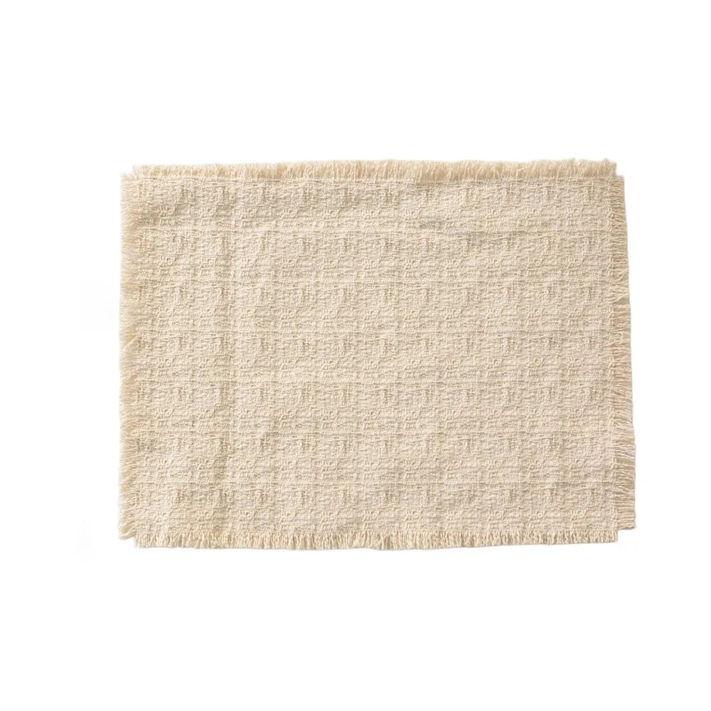 serviettes table tissu lin beige rustique franges polies clips muralsetSize40cm38cm30cm28cm12cm6cm