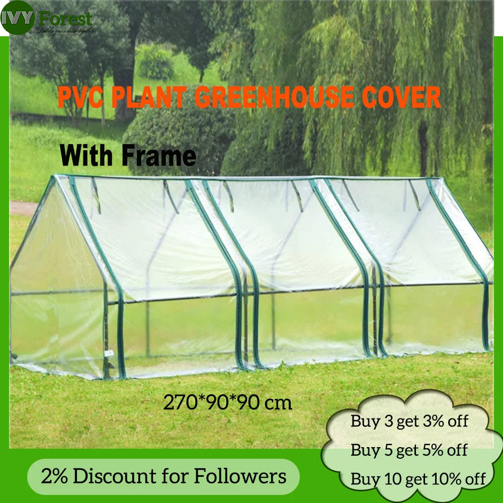 serre jardin transparente pvc 270x90x90cm cadre vert clips moderne fonctionnelle toile