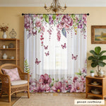 rideau floral transparent moderne papillons 100 polyester chambre salonhôtel