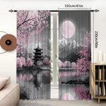 rideaux japonais cerisiers fleuris deux panneaux polyester moderne intérieur décoration zen chambre salon
