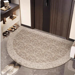 tapis demi circulaire beige moderne texture tissée motif géométrique antidérapant entrée cuisine salle bain