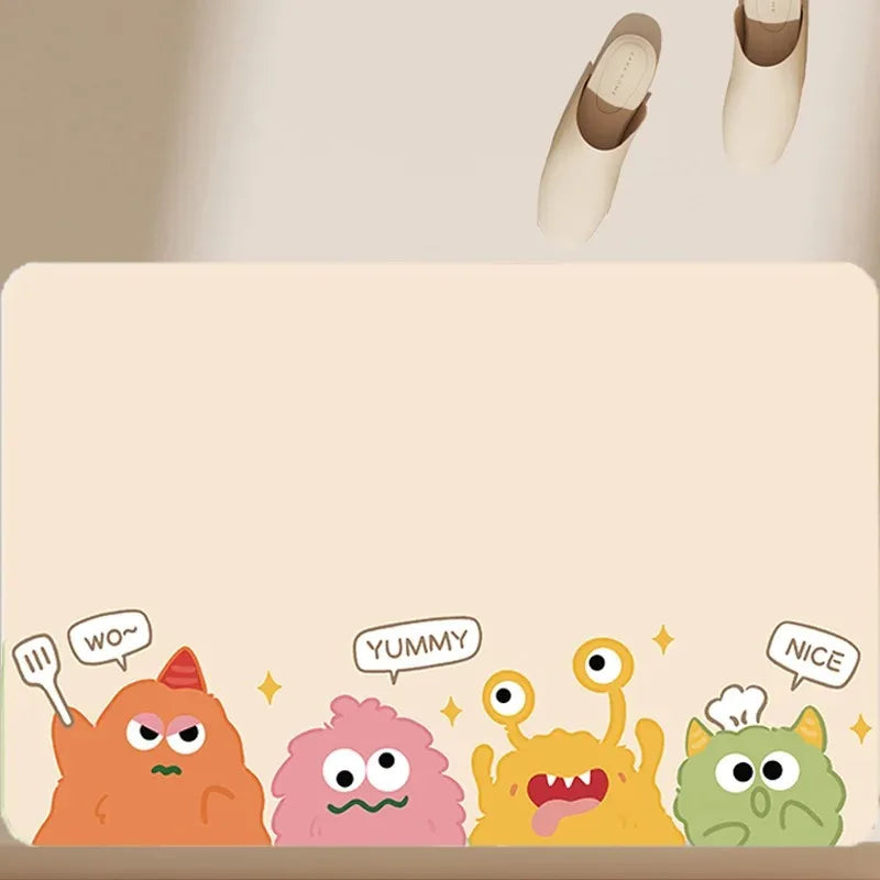 tapis sol multicolore dessins animés monstres mignons expressions variées bienvenue journée heureuse 40x60cm 50x80cm