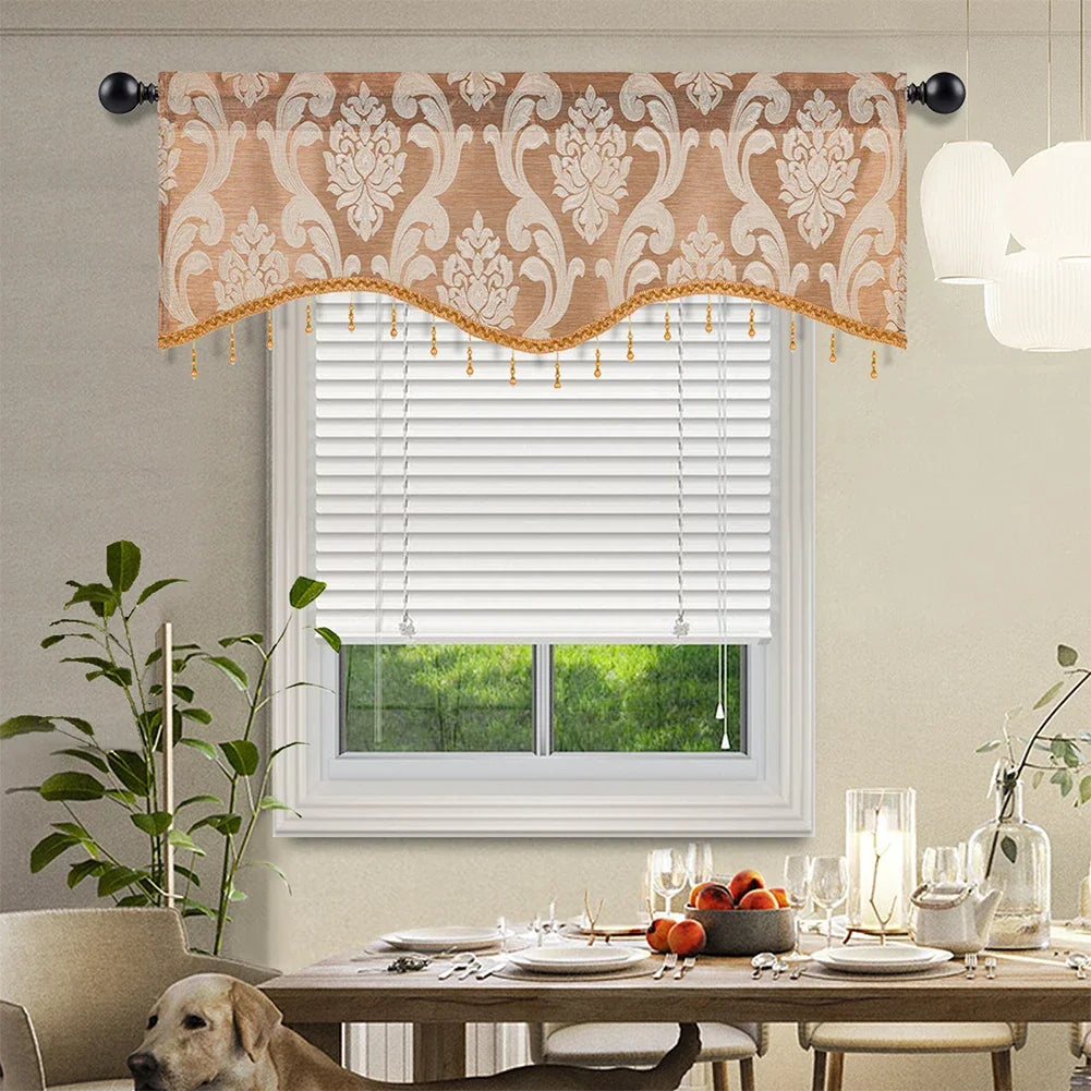 rideau floral marron clair marron foncé brocart opulent classique