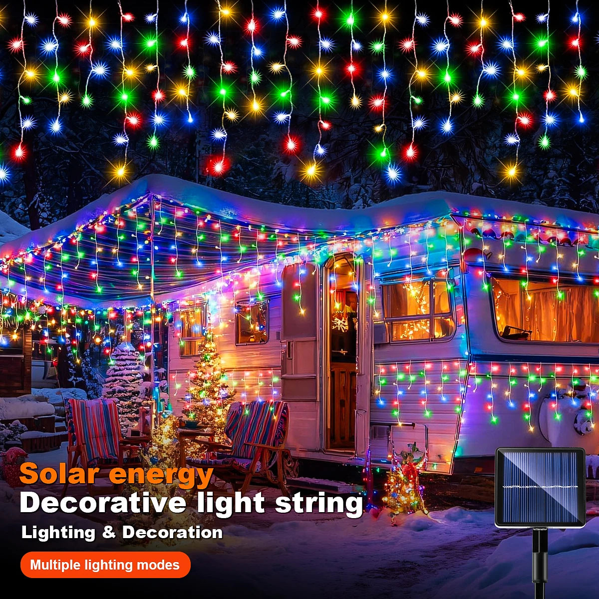guirlande lumineuse solaire multicolore modes étanches points lumineux clips moderne noël mariageextérieur jardin