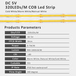 ruban led 320 leds adhésif blanc chaud naturel 3000k 6500k interrupteur gradation moderne