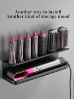 étagère mural moderne aluminium noir clips cheveux organisation salle bain cheveux brosse parfum