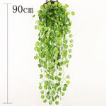 plantes artificielles suspendues feuilles vertes modernes décoratives extérieures accrochées ovales veinées opaques vivantes