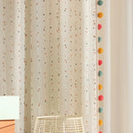 rideau polyester brodé pompons colorés moderne décoration intérieure fond blanc points colorés résistant l'eau
