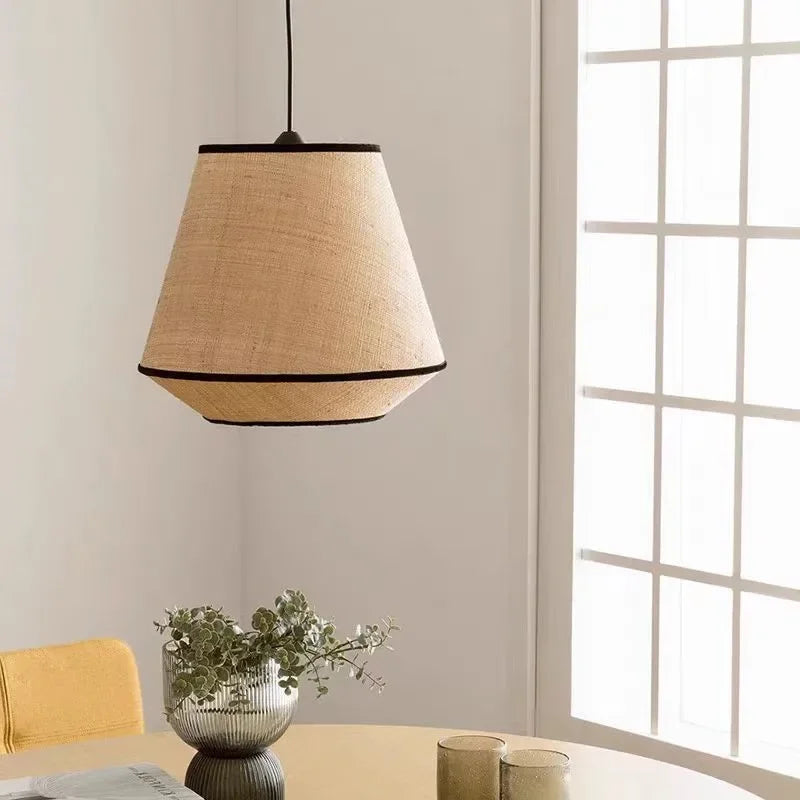 suspension lumineuse moderne tissu beige noir minimaliste cuisine salon salon appartement