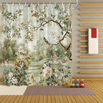 rideau douche floral vert beige blanc rose marron classique romantique résistant l'eau polyester hand