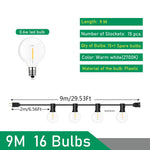 guirlande lumineuse vintage 15 ampoules transparentes clips extérieures 220v 110v