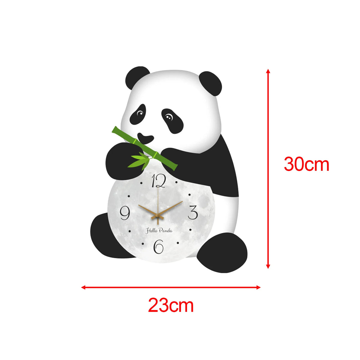 horloge murale panda blanc noir moderne dessin animé fond blanc visage unique chambre enfant