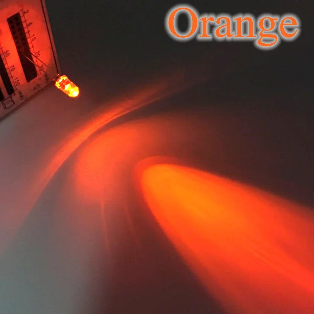 diodes led 5mm ronde bleu vert rouge blanc chaud jaune violet orange transparentes couleurs