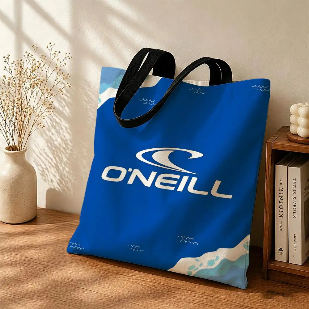 sac toile o'nell bleu blanc vague stylisée réutilisable moderne casual