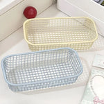 paniers rangement blanc rose bleu jaune maille fine moderne minimaliste sans fixation papier pince