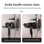 support mural moderne sèche cheveux brosse rasoir adhésif gris blanc rangement salle bain