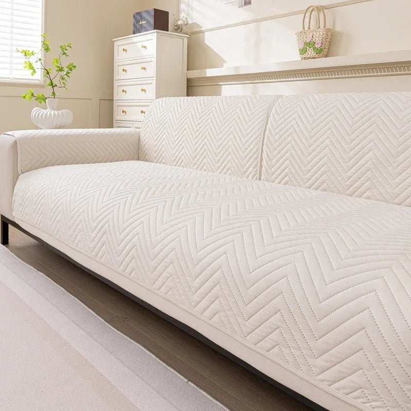 housse canapé extensible imperméable anti griffes animaux salon moderne gris beige rayures