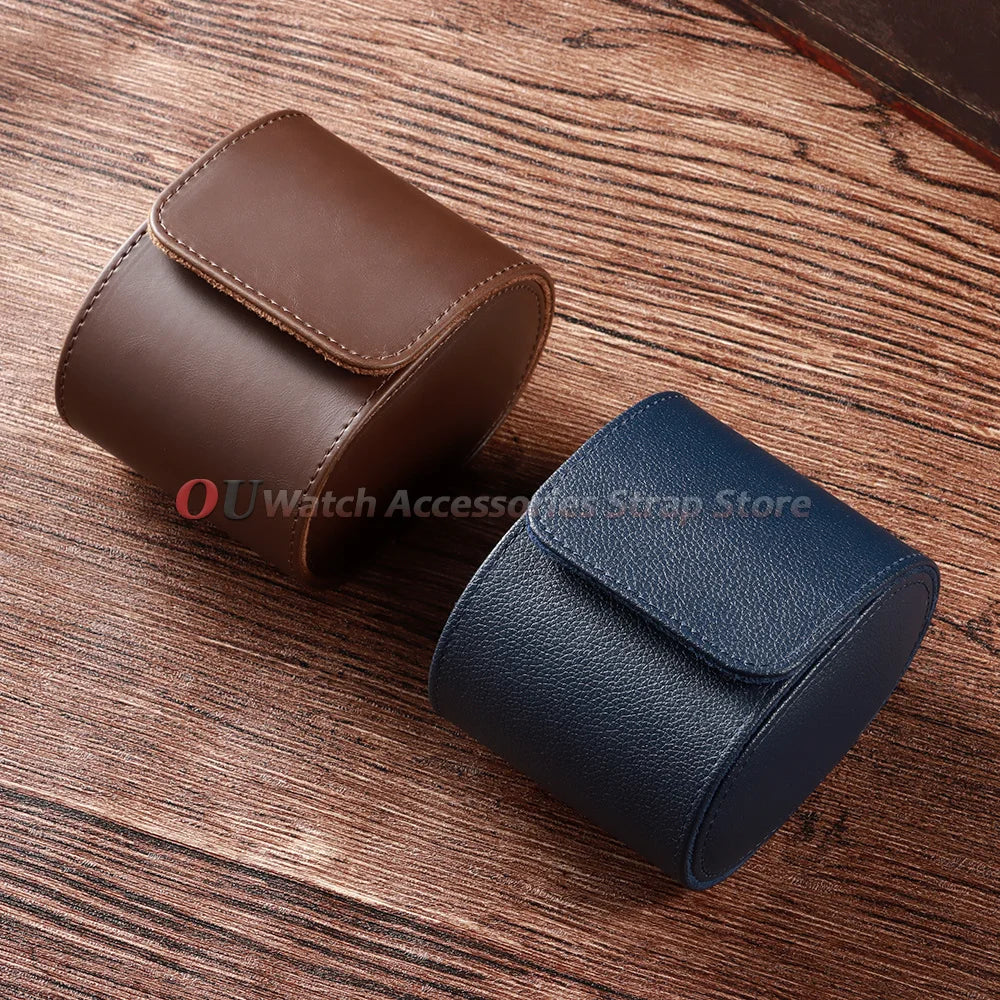 boîte rangement montres cuir marron clair simili cuir classique portable organisation horlogerie masculine