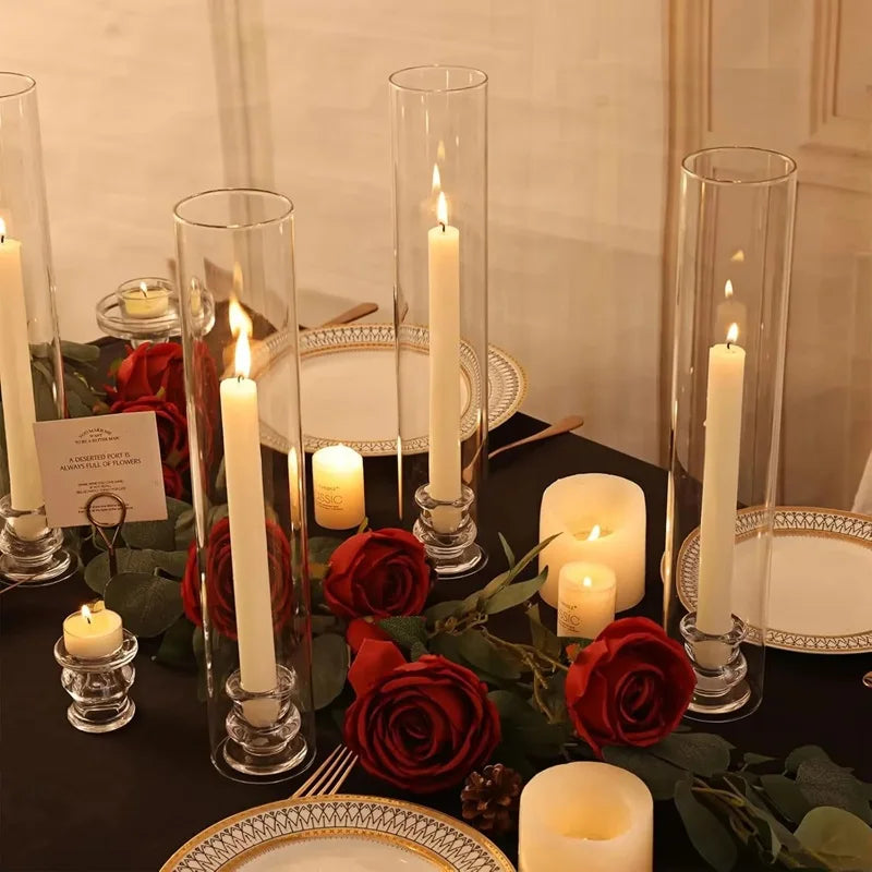 porte bougies verre transparent moderne 25cm 3cm mariage décoration table centro
