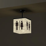 panneau indicateur lumineux led moderne toilets pictogrammes grunge beige noir minimaliste