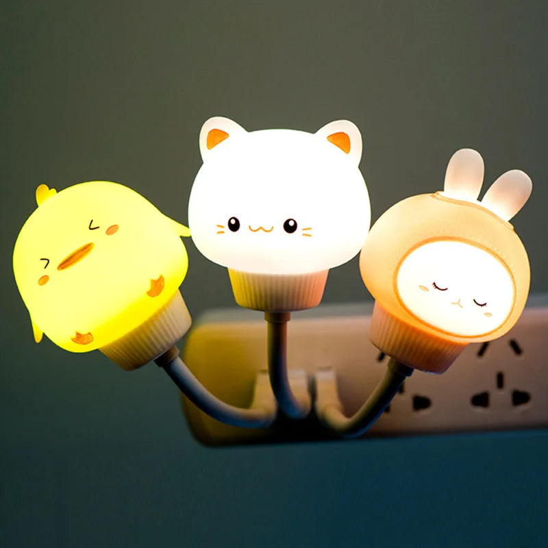 lampe chevet led animaux mignons blanc jaune rose cartoon rechargeable nuit chambre